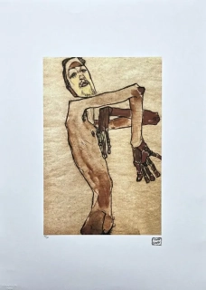 Egon Schiele - Naked Erwin Osen 115/200 - limitovaná edice, s certifikátem, 50x70 cm