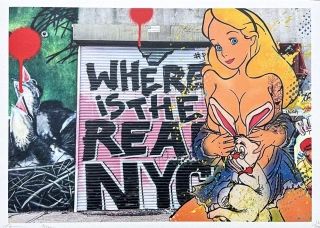 Death NYC - Alice in Wonderland with rabbit - limitovaná edice s certifikátem, 45x32cm