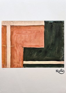 František Kupka - Abstrakce v oranžové a šedé 90/350 - limitovaná edice s certifikátem, 50x70cm