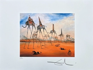 Salvador Dalí - Elephants Giraffe - signováno, limitovaná edice, 50x66cm