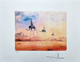 Salvador Dalí - Three Elephants - signováno, limitovaná edice, 50x66cm
