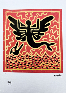 Keith Haring - Winged Mermaid x/150 - signováno, limitovaná edice s certifikátem, 50x70 cm