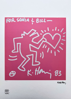 Keith Haring - Heart x/150 - signováno, limitovaná edice s certifikátem, 50x70 cm