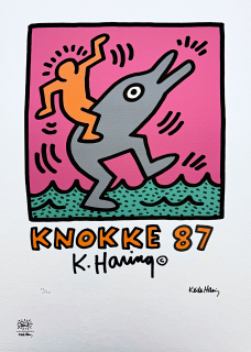 Keith Haring - Knokke 87 x/150 - signováno, limitovaná edice s certifikátem, 50x70 cm