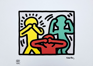 Keith Haring - See No Evil Hear No Evil Speak No Evil x/150 - signováno, limitovaná edice s certifikátem, 70x50 cm